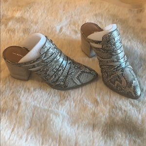 Snake print block heels